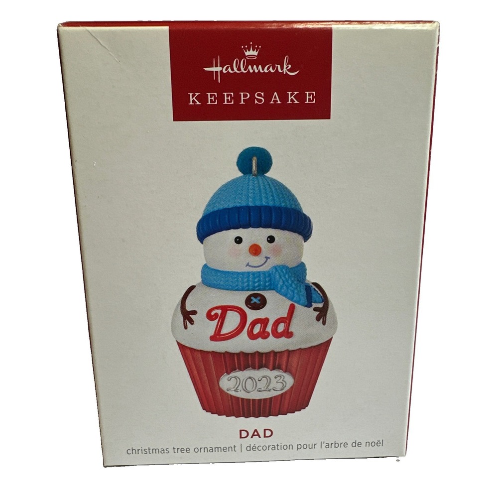 2023 Hallmark Keepsake "DAD"Cupcake Snowman Christmas Tree Ornament New In Box